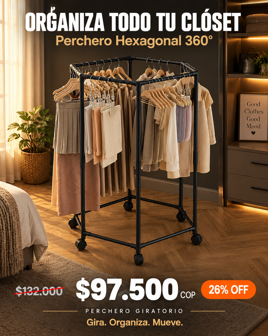 perchero hexagonal